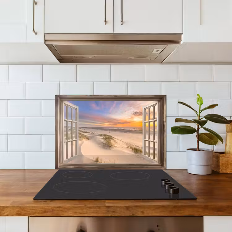 Spatscherm keuken - Doorkijk - Strand - Duinen - Natuur - Landschap — 3