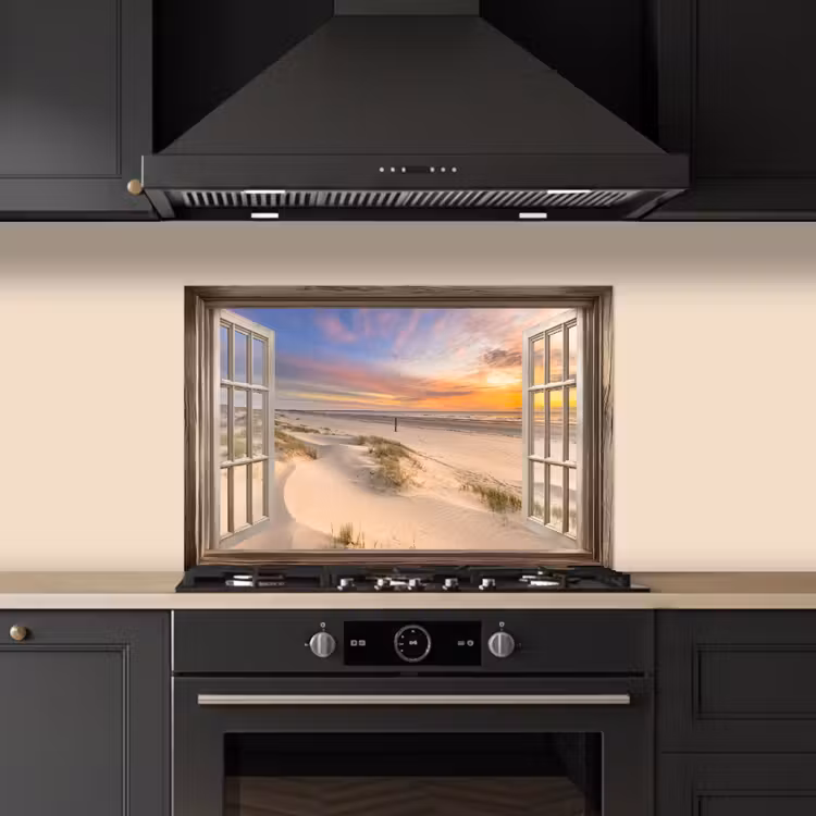 Spatscherm keuken - Doorkijk - Strand - Duinen - Natuur - Landschap — 5