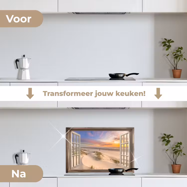 Spatscherm keuken - Doorkijk - Strand - Duinen - Natuur - Landschap — 7
