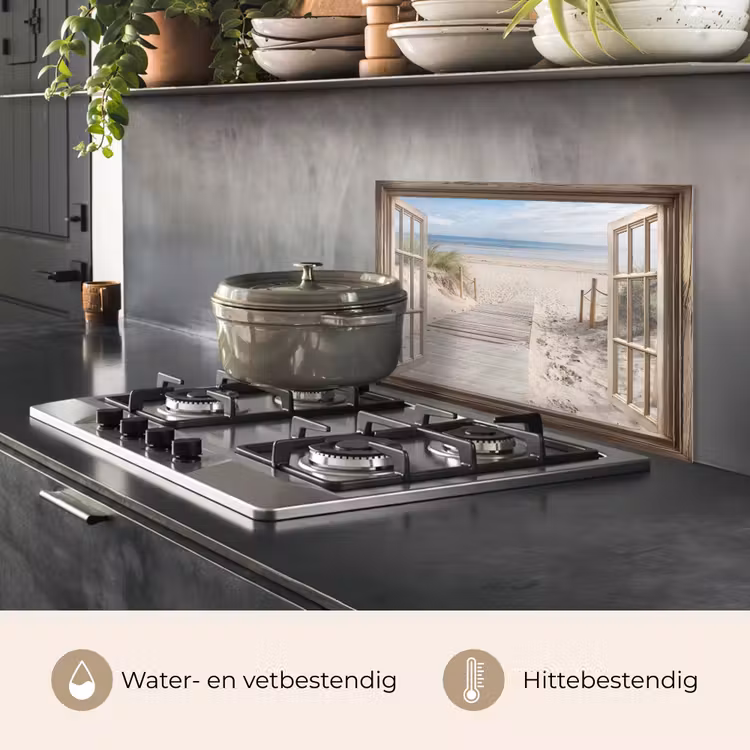 Spatscherm keuken - Doorkijk - Strand - Duinen - Pad - Landschap — 2