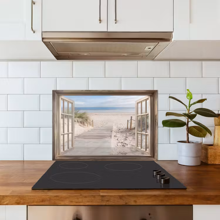 Spatscherm keuken - Doorkijk - Strand - Duinen - Pad - Landschap — 3