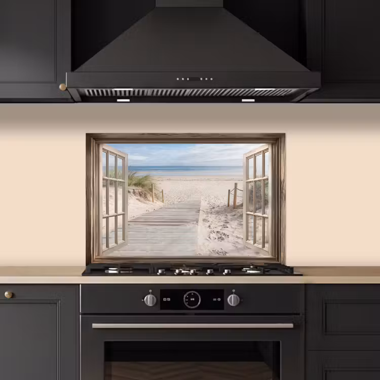 Spatscherm keuken - Doorkijk - Strand - Duinen - Pad - Landschap — 5