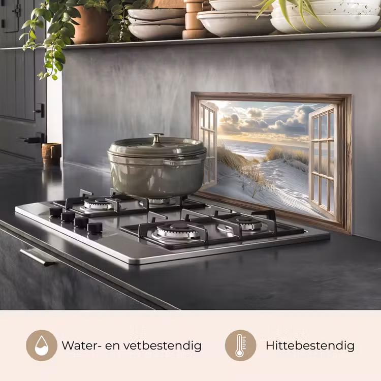 Spatscherm keuken - Doorkijk - Strand - Duinen - Zee - Natuur — 2