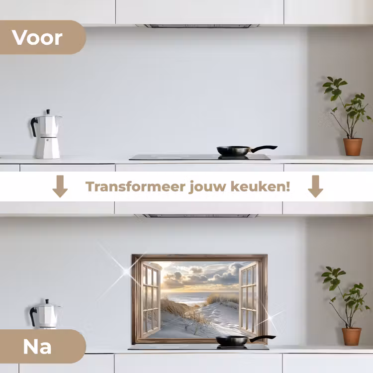Spatscherm keuken - Doorkijk - Strand - Duinen - Zee - Natuur — 7