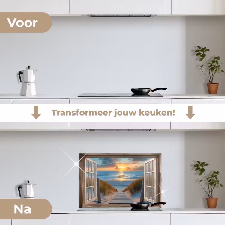 Spatscherm keuken - Doorkijk - Strand - Pad - Zonsondergang — 7
