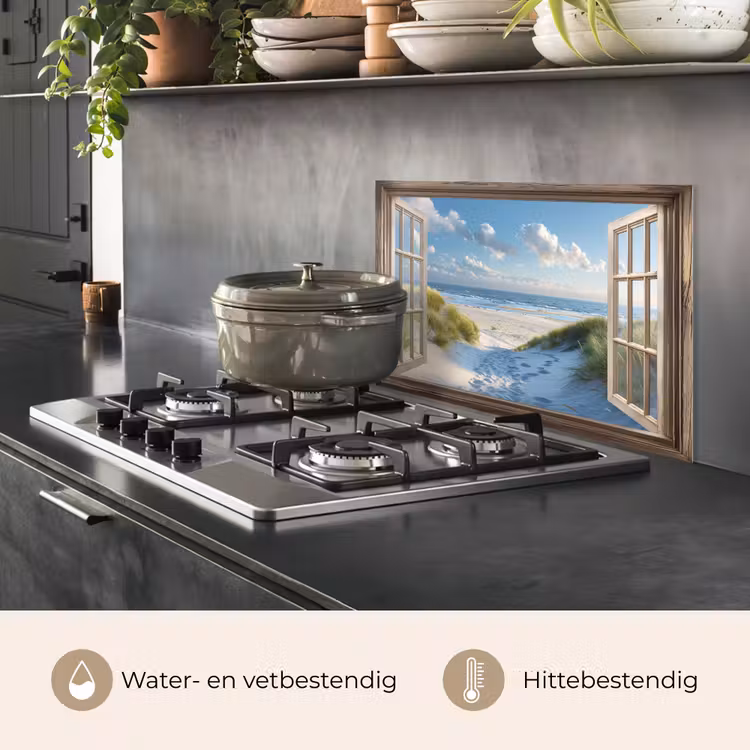 Spatscherm keuken - Doorkijk - Strand - Raam - Duinen - Zee — 2