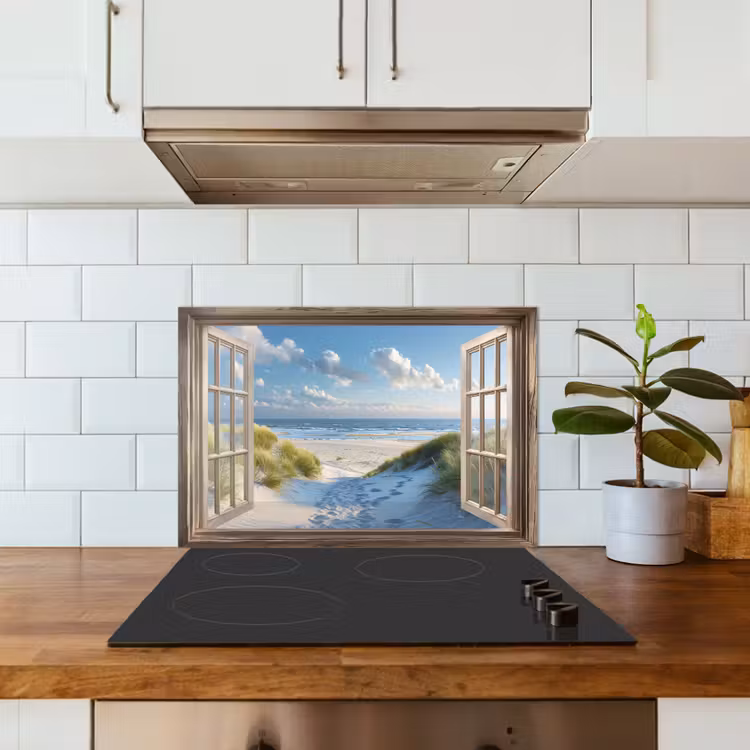 Spatscherm keuken - Doorkijk - Strand - Raam - Duinen - Zee — 3