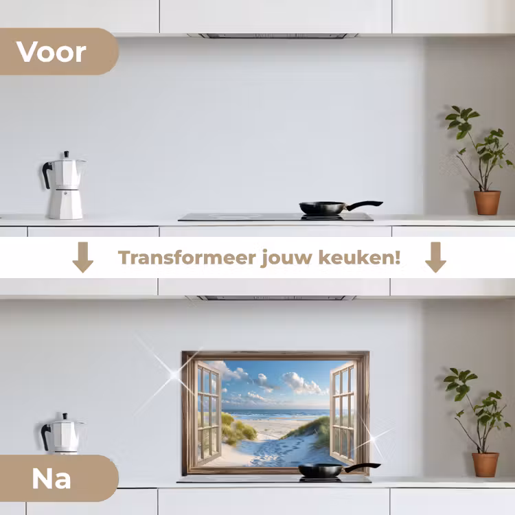 Spatscherm keuken - Doorkijk - Strand - Raam - Duinen - Zee — 7