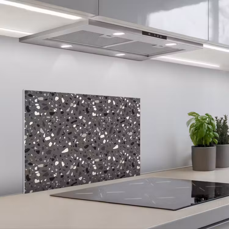 Spatscherm keuken - Terrazzo -  Patroon - Grijs — 1