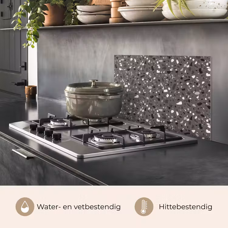Spatscherm keuken - Terrazzo -  Patroon - Grijs — 2