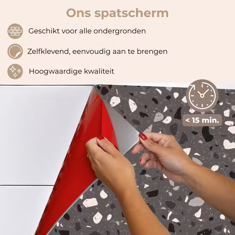 Spatscherm keuken - Terrazzo -  Patroon - Grijs — 4