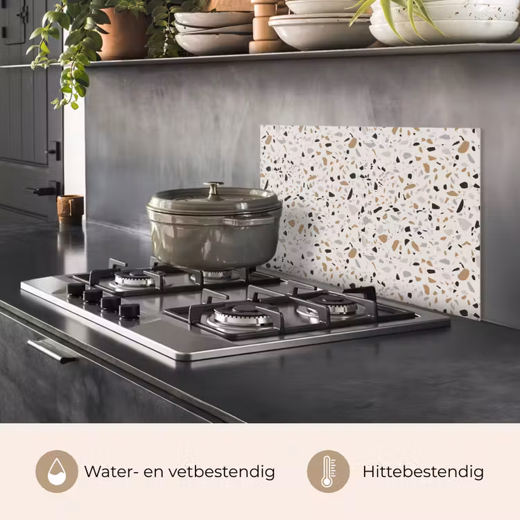 Spatscherm keuken - Terrazzo - Patroon - Staal — 2