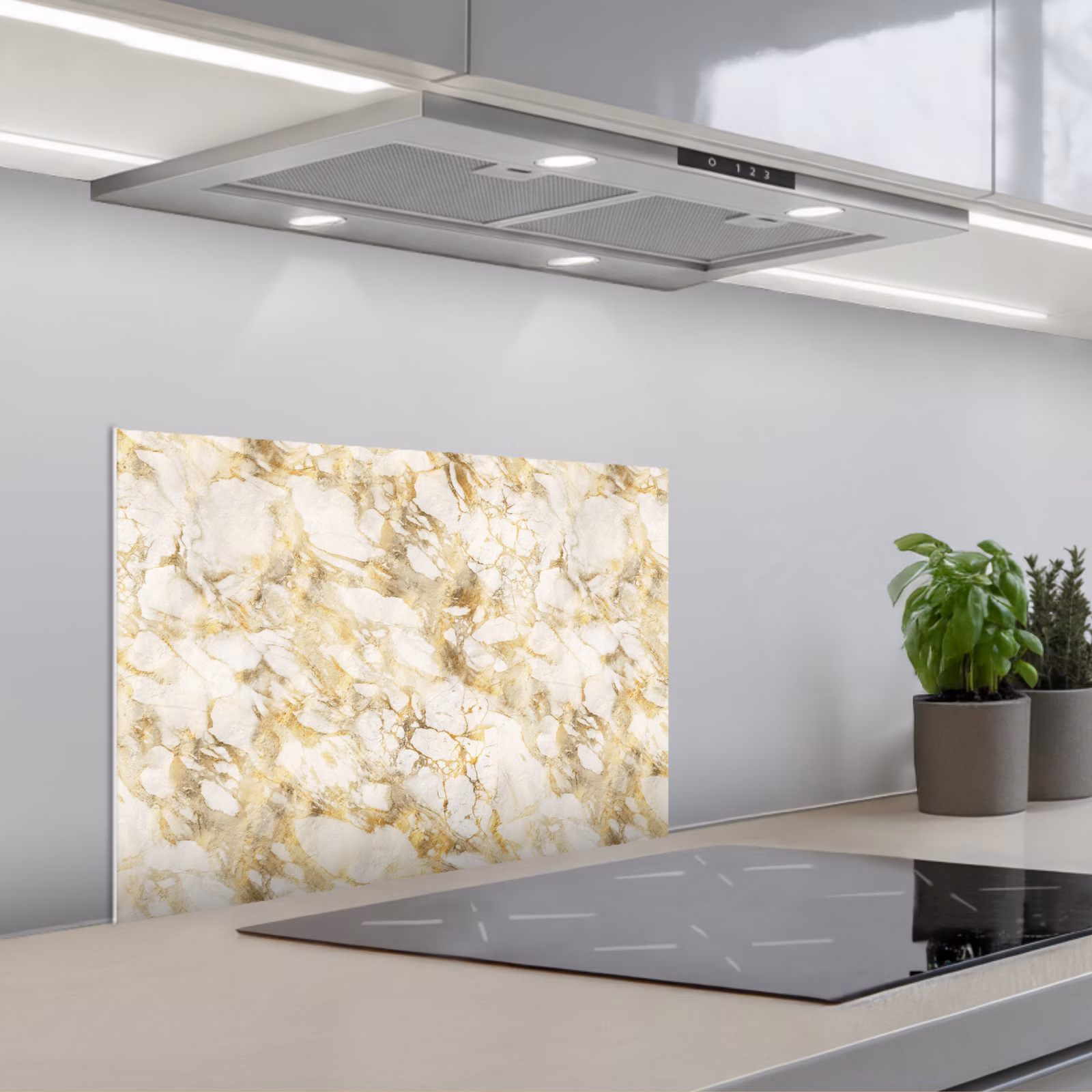 Spatscherm keuken - Warm - Gouden - Marmer - Patroon — 1