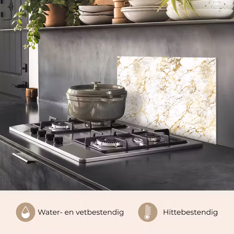 Spatscherm keuken - Goudspatten - Wit - Marmer — 2
