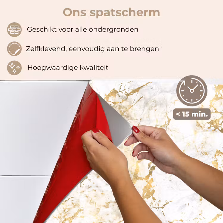 Spatscherm keuken - Goudspatten - Wit - Marmer — 4