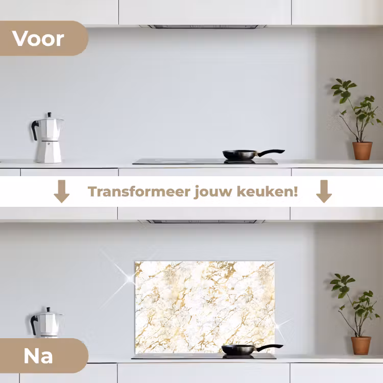 Spatscherm keuken - Goudspatten - Wit - Marmer — 7
