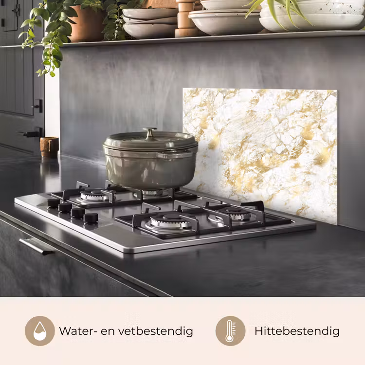 Spatscherm keuken - Marmer - Goud - Structuur — 2