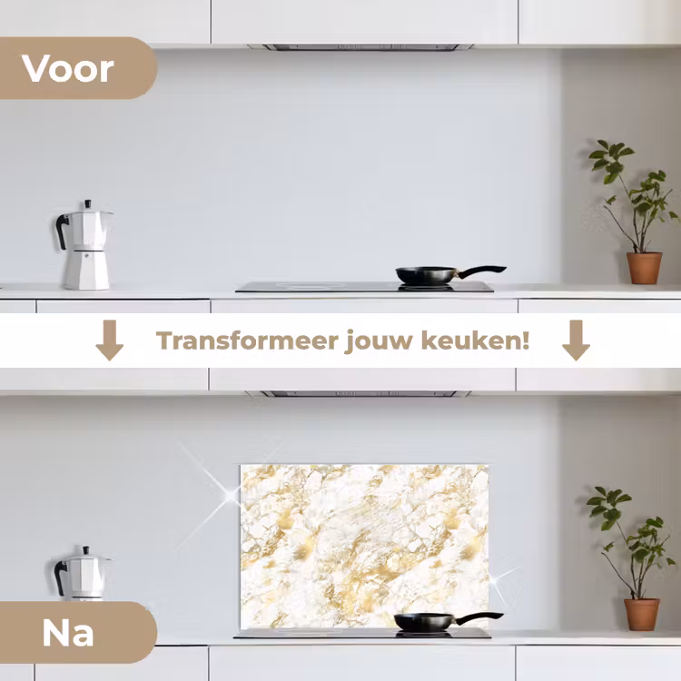 Spatscherm keuken - Marmer - Goud - Structuur — 7