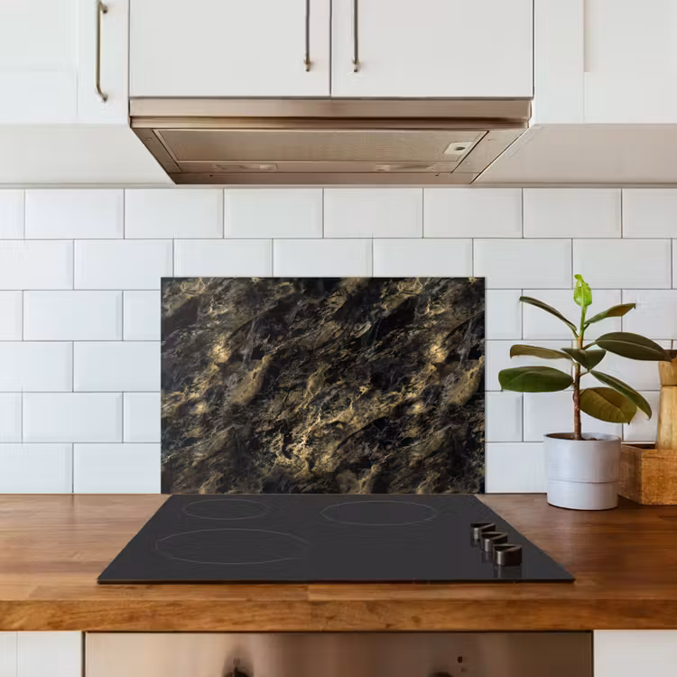 Spatscherm keuken - Marmer - Zwart - Goud — 3