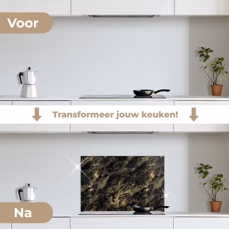 Spatscherm keuken - Marmer - Zwart - Goud — 7