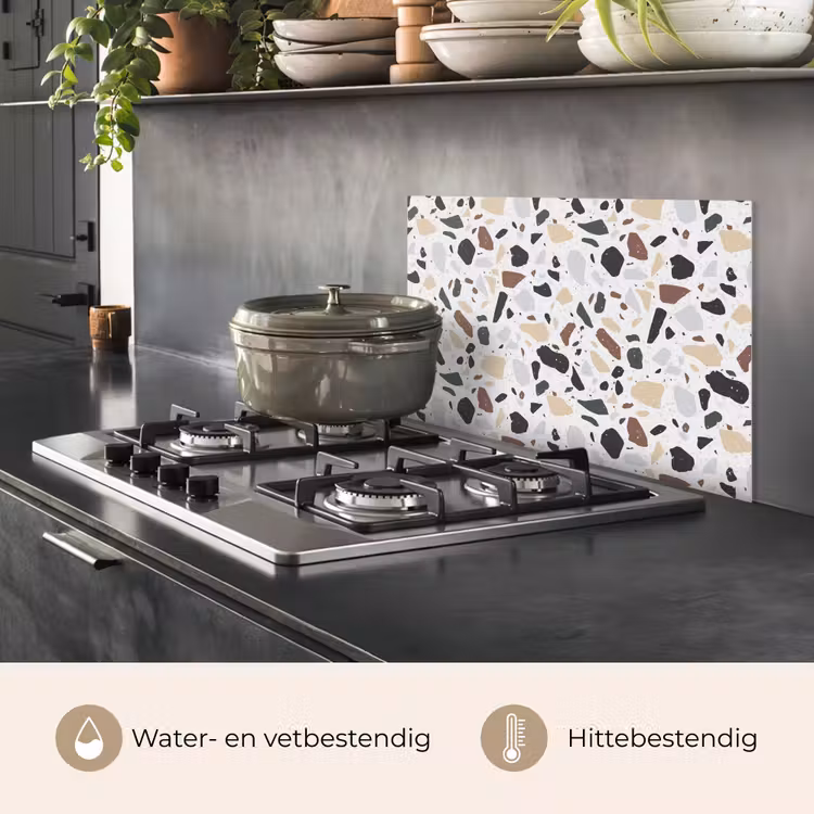 Spatscherm keuken - Terrazzo - Patroon - Kleurrijk - Klei — 2
