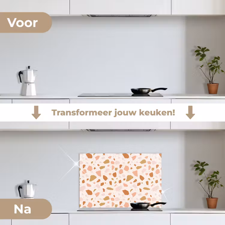 Spatscherm keuken - Terrazzo - Patroon - Kleurrijk - Zalm — 7