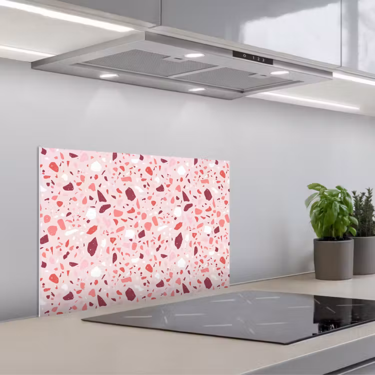 Spatscherm keuken - Terrazzo - Patroon - Roze — 1