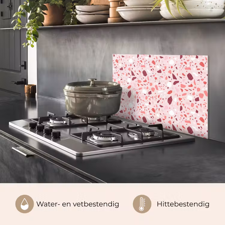 Spatscherm keuken - Terrazzo - Patroon - Roze — 2