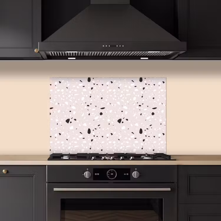 Spatscherm keuken - Terrazzo - Patroon - Zacht - Zwart - Wit — 5