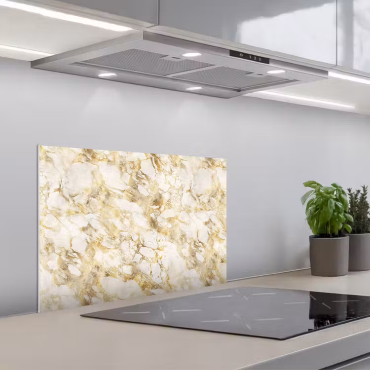Spatscherm keuken - Warm - Gouden - Marmer - Patroon — 1