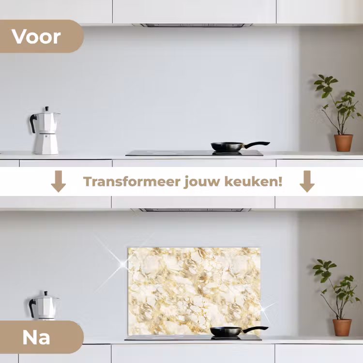 Spatscherm keuken - Warm - Gouden - Marmer - Patroon — 7