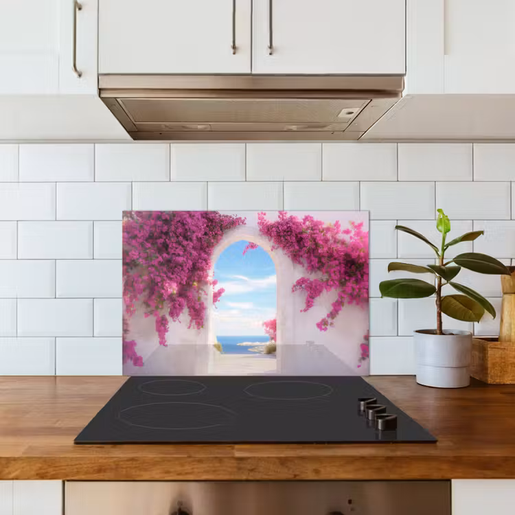 Spatscherm keuken - Zee - Roze - Bloemen - Poort — 3