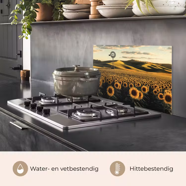 Spatscherm keuken - Zonnebloem - Veld - Windmolen — 2