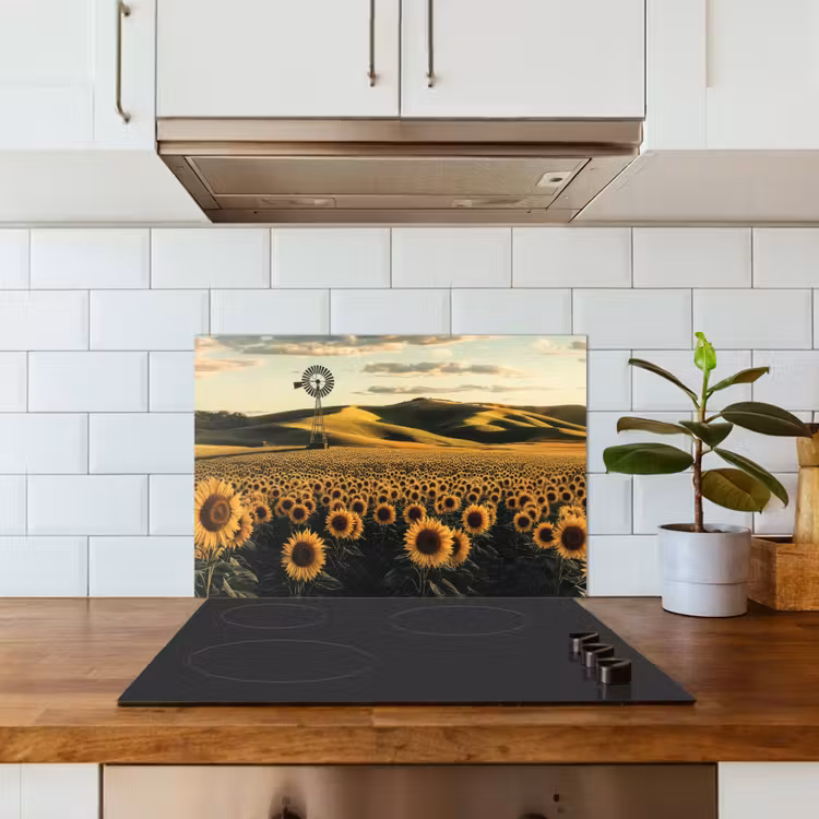 Spatscherm keuken - Zonnebloem - Veld - Windmolen — 3