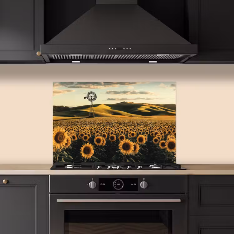 Spatscherm keuken - Zonnebloem - Veld - Windmolen — 5