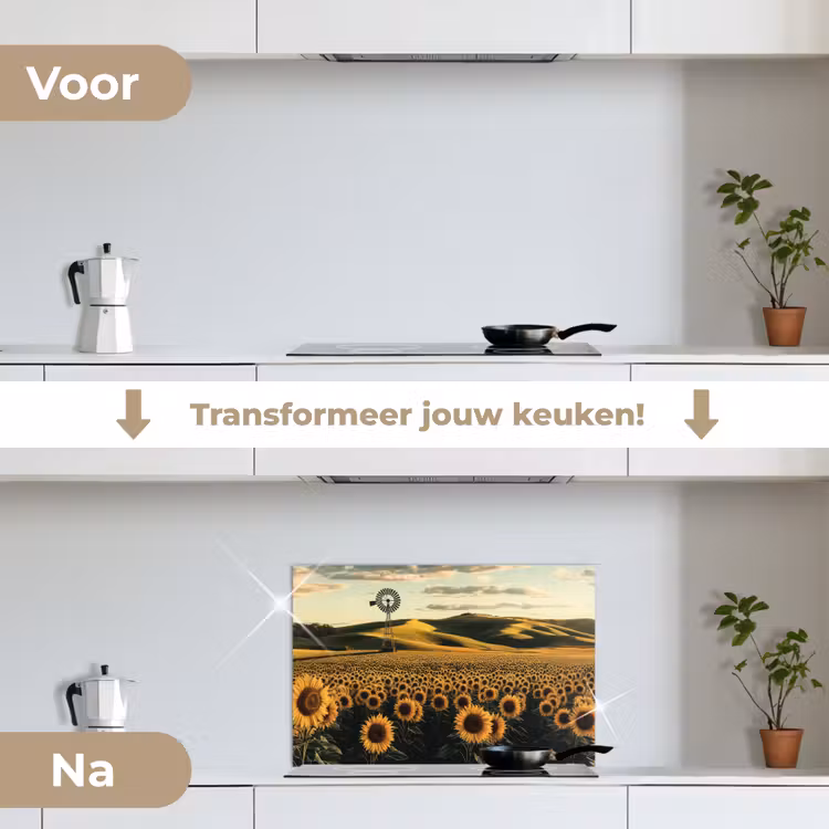 Spatscherm keuken - Zonnebloem - Veld - Windmolen — 7