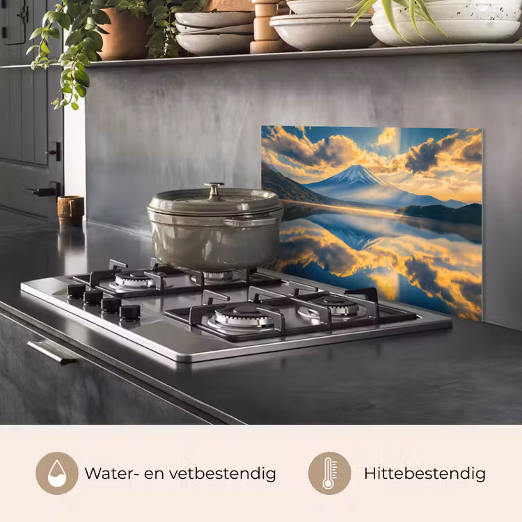 Spatscherm keuken - Berg - Rivier - Zonsondergang — 2