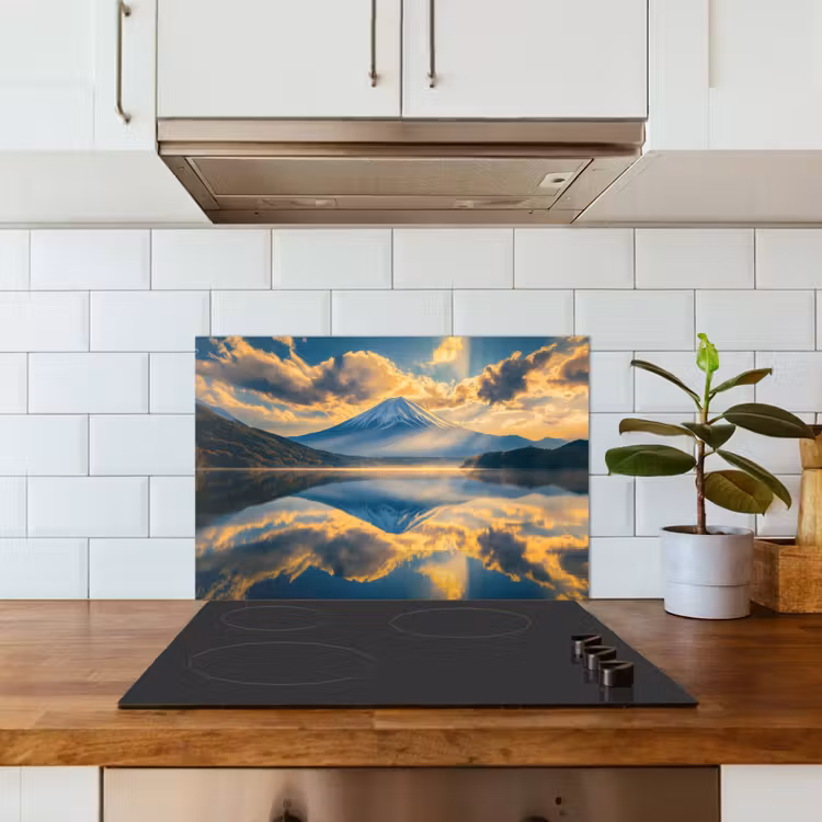 Spatscherm keuken - Berg - Rivier - Zonsondergang — 3