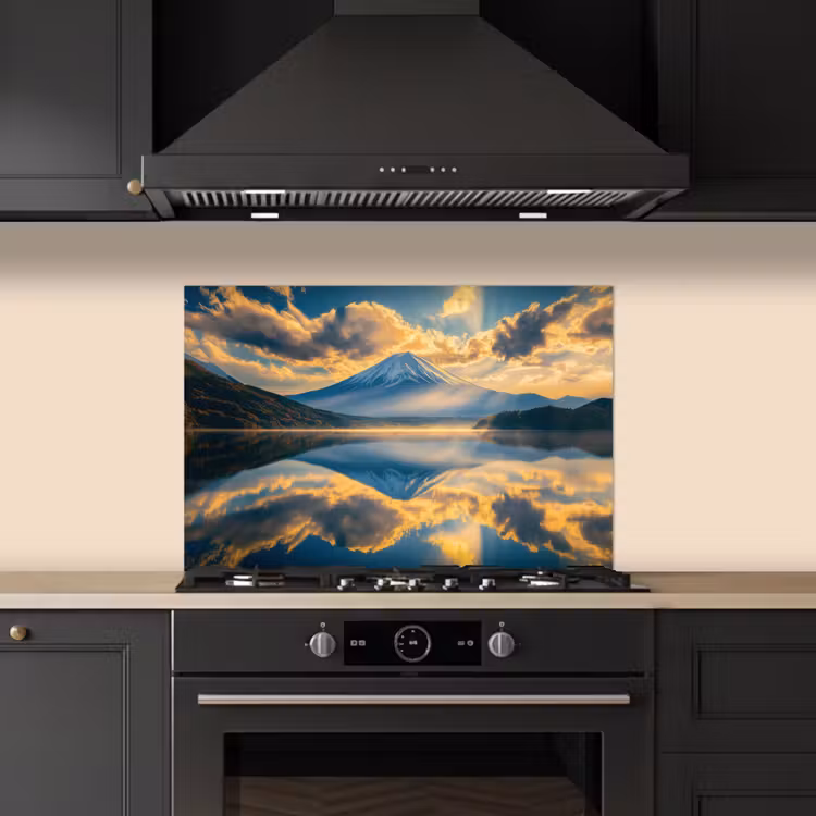 Spatscherm keuken - Berg - Rivier - Zonsondergang — 5