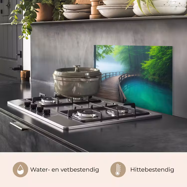 Spatscherm keuken - Brug - Water - Rivier - Bos — 2