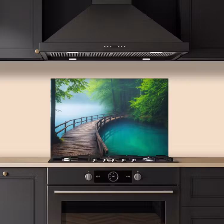 Spatscherm keuken - Brug - Water - Rivier - Bos — 5