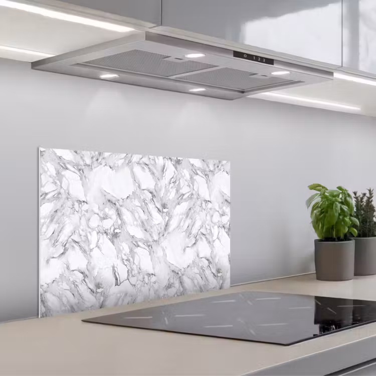 Spatscherm keuken - Marmer - Gelaagd - Brekend - Grijsstructuur — 1