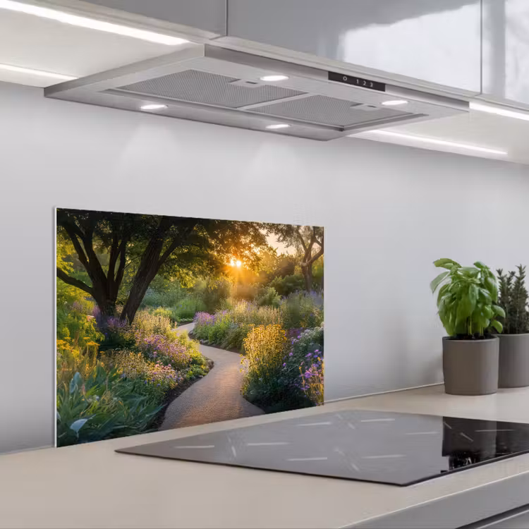 Spatscherm keuken - Pad - Bloemen - Park — 1