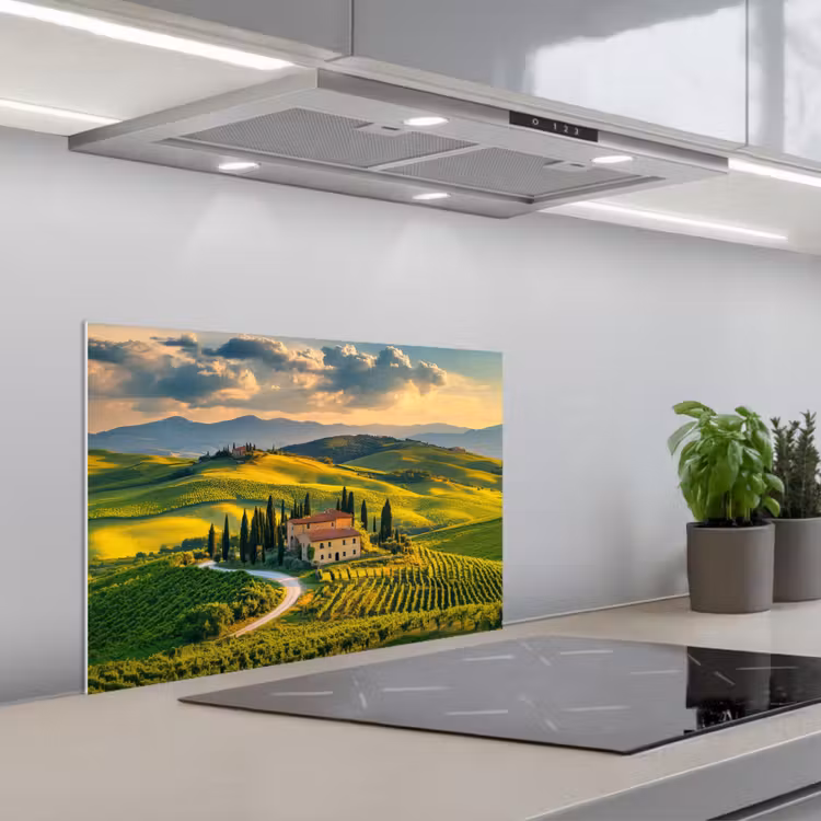 Spatscherm keuken - Toscane - Landschap - Wijngaarden — 1