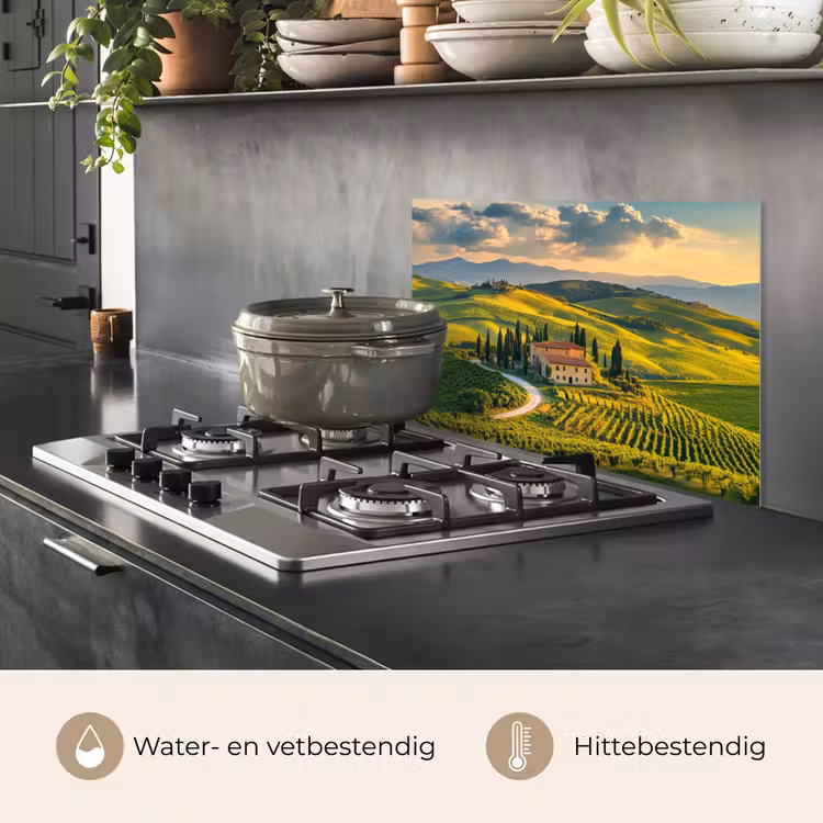 Spatscherm keuken - Toscane - Landschap - Wijngaarden — 2