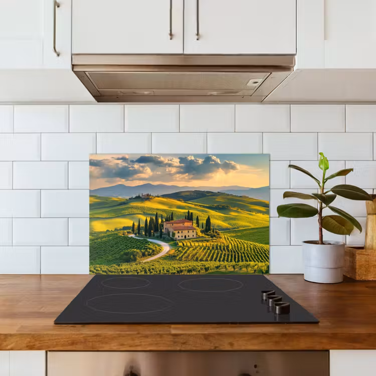 Spatscherm keuken - Toscane - Landschap - Wijngaarden — 3