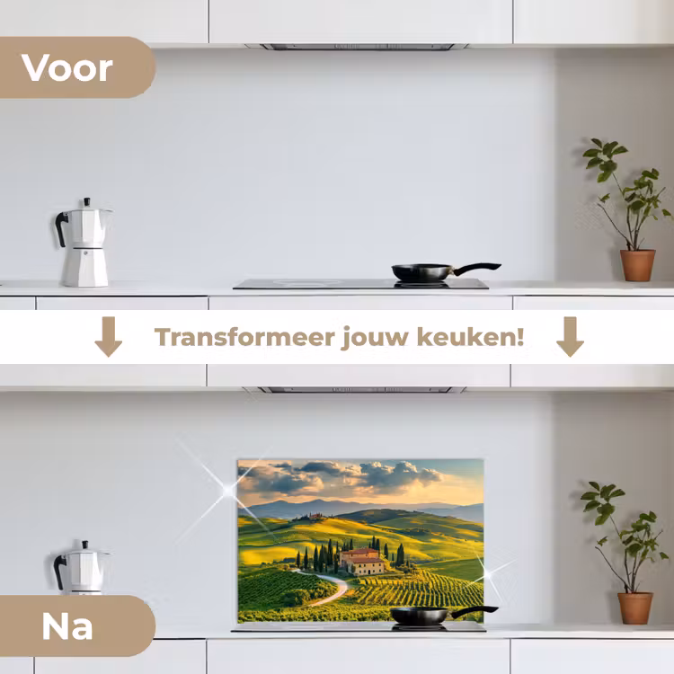 Spatscherm keuken - Toscane - Landschap - Wijngaarden — 7