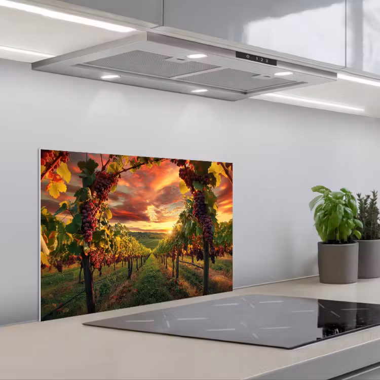 Spatscherm keuken - Wijngaard - Druiven - Zonsondergang — 1