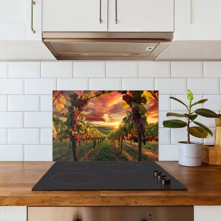 Spatscherm keuken - Wijngaard - Druiven - Zonsondergang — 3