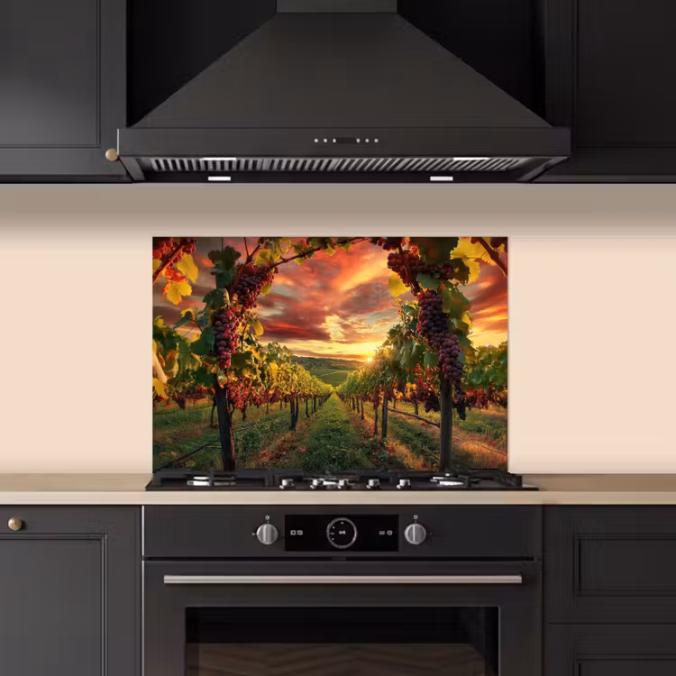Spatscherm keuken - Wijngaard - Druiven - Zonsondergang — 5